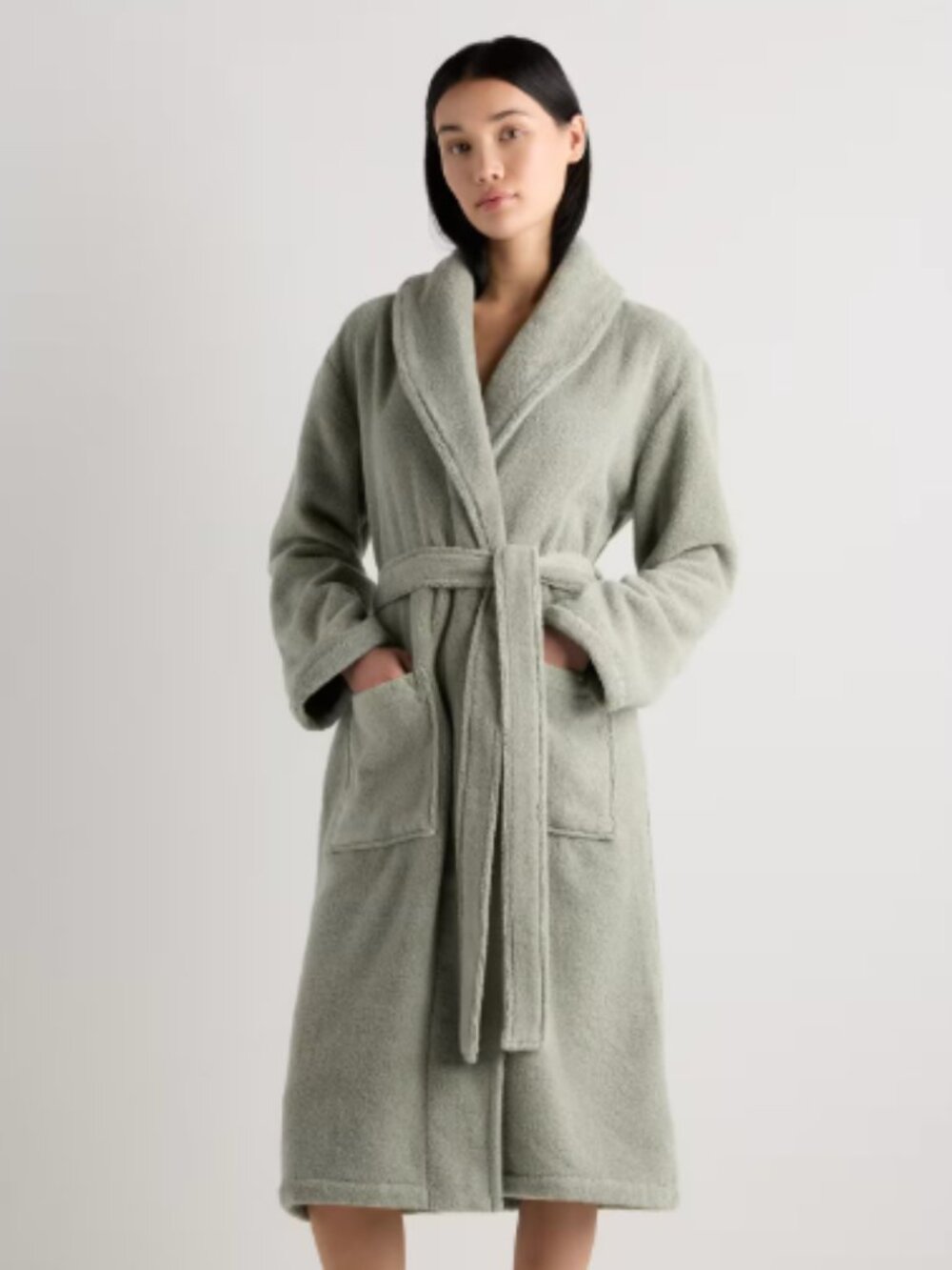 Quince Unisex Turkish Cotton Terry Robe in Sage - XL - Retail $80